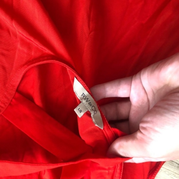 RW&CO. Red Ruched Camisole Tank Top w/ Criss Cross Open Back - Picture 6 of 8